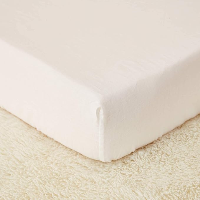 Brandream Baby Crib Bedding Set for Girls Boys Gender Neutral Boho Bohemian Farmhouse Chic Ruffle 6-Piece Nursery Bedding Set - 100% Washed Cotton Cream White-CubbioJoy