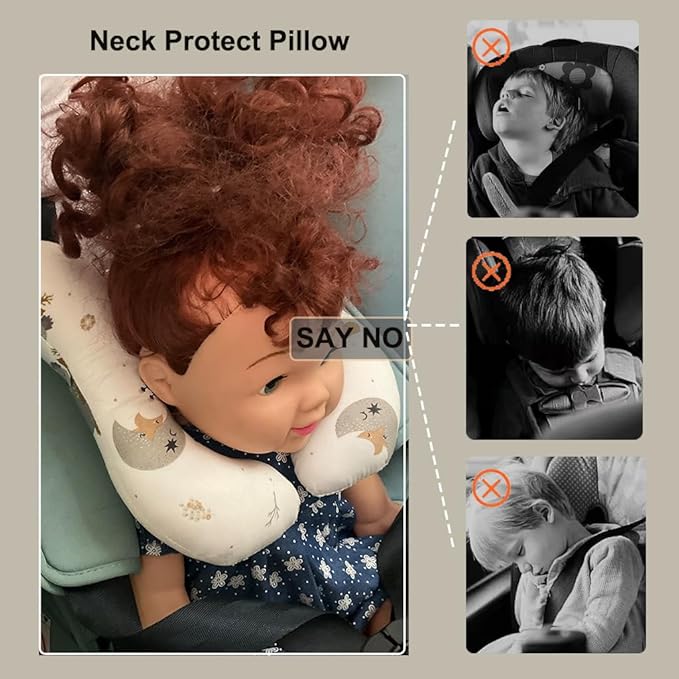 Baby Neck Pillows, Comfortable Baby Travel Head Neck Support Pillow for Car Seat Stroller Pushchair, Soft PP Cotton Travel Pillow for 0-1 Year Old Toddler Infant Newborn, Koala-CubbioJoy