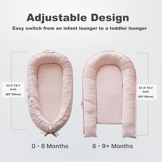 Infant Lounger, Baby Nest Cover for Baby Girls & Boys, Newborn Essentials for Baby 0-18+ Months, 100% Cotton Breathable (Mistyrose, Corduroy)-CubbioJoy