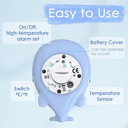 Baby Bath Tub Thermometer for Infant, Bathtub Water Temperature Room Thermometer, Safety Floating Bathing Toy, Newborn Essentials, Gifts for Moms Infant - New Upgraded Waterproof-CubbioJoy