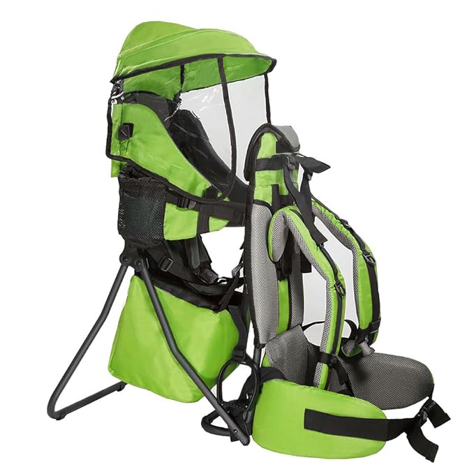 ClevrPlus Cross Country Baby Backpack Carrier, Green, Toddler Hiking Backpack with Comfortable Seat, Adjustable Straps & Belt, Foldable Frame Lightweight Large Capacity Child Carrier for Outdoor-CubbioJoy