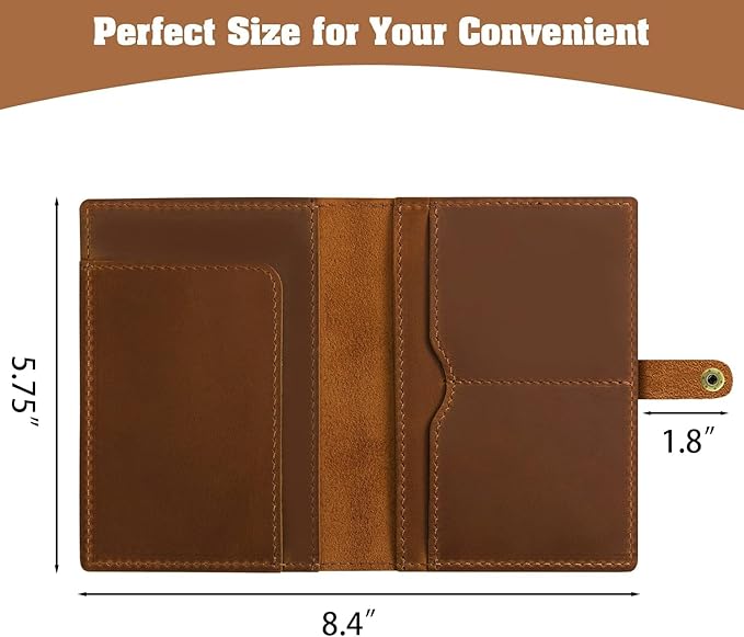 Jack&Chris Genuine Leather Passport Holder For Travel, RFID Blocking Handmade Passport Holder with Card Case Organized & Safe, Quality Travel Essentials for Women and Men for Gifting, Brown-CubbioJoy