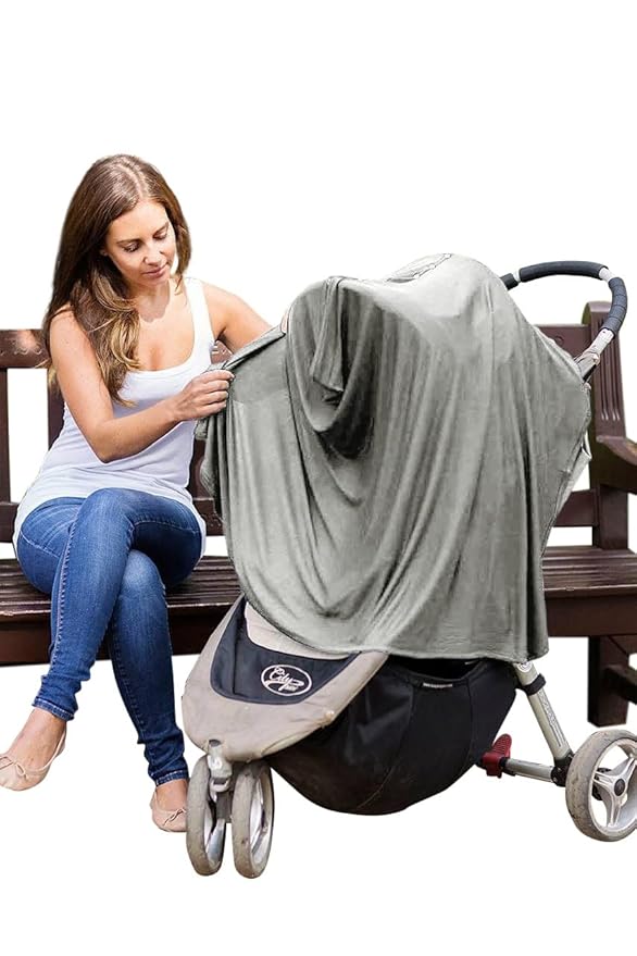 Byrd & Blume Maternity Nursing Cover Breathable Lightweight Breastfeeding Cover Wrap Shawl Scarf Poncho Full 360 (Gray, One size)-CubbioJoy