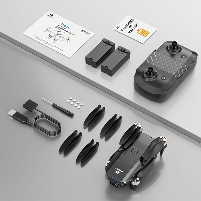 DEERC Drone with Camera 1080P, D20S FPV Mini Drones for Kids Adults Beginner; Foldable RC Quadcopter with Brushless Motor, 2 Batteries, Altitude Hold, Optical Flow, 3D Flips, Toy Gifts for Boys Girls-CubbioJoy