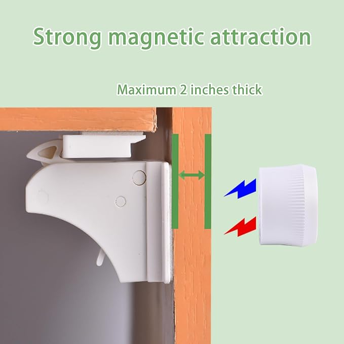 6 Pack Vkania Magnetic Cabinet Locks Baby Proofing - Baby Safety Latches for Drawers and Cabinets - Hidden Adhesive Magnet Baby Locks - Easy Installation No Drilling-CubbioJoy