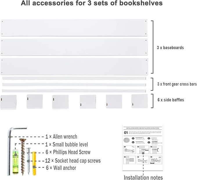 AZSKY Classic Nursery Book Shelves White Wall Book Shelves Kids Bookshelf for Bedroom Bathroom Décor Wall Ledge Shelves 36 in Hanging Shelves a Set of 3-CubbioJoy