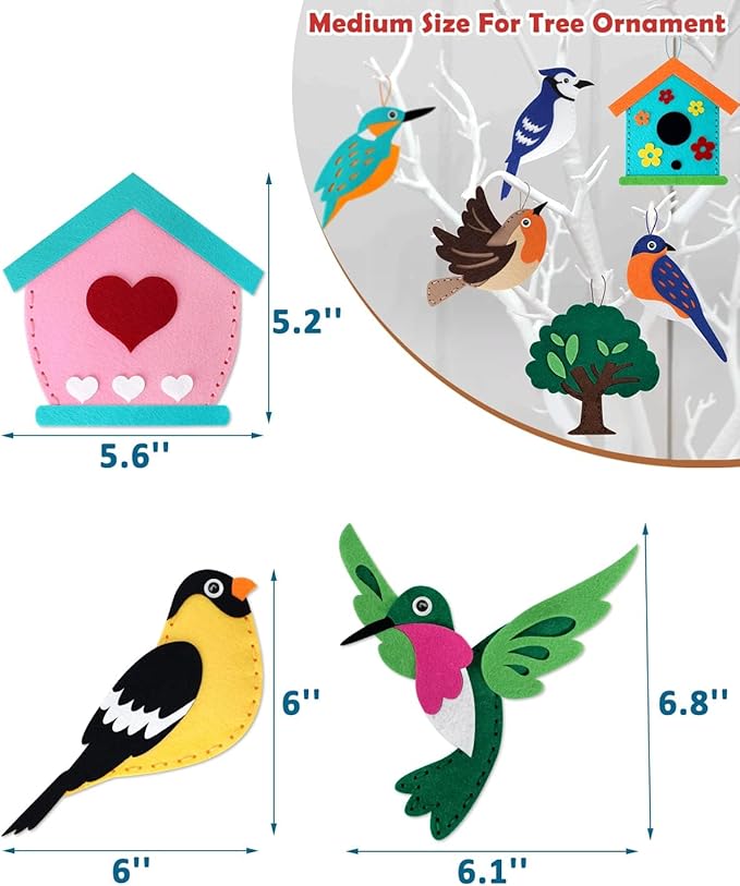 CiyvoLyeen Wild Birds Sewing Craft Kit Animal Sewing Kit for Boys and Girls Beginners Set of 12 Sewing Projects Gift for Kids-CubbioJoy