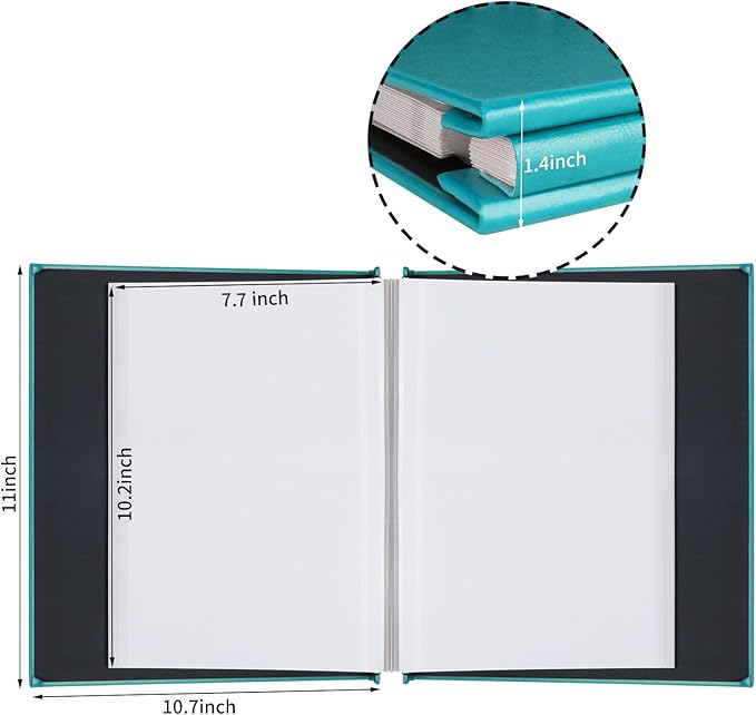 Inspirational Leather Photo Album,Magnetic Self-Stick Page Photo Album,Family Album,Hand Made DIY Albums Holds 3x5, 4x6, 5x7, 6x8 Photos (light blue-always remember)-CubbioJoy
