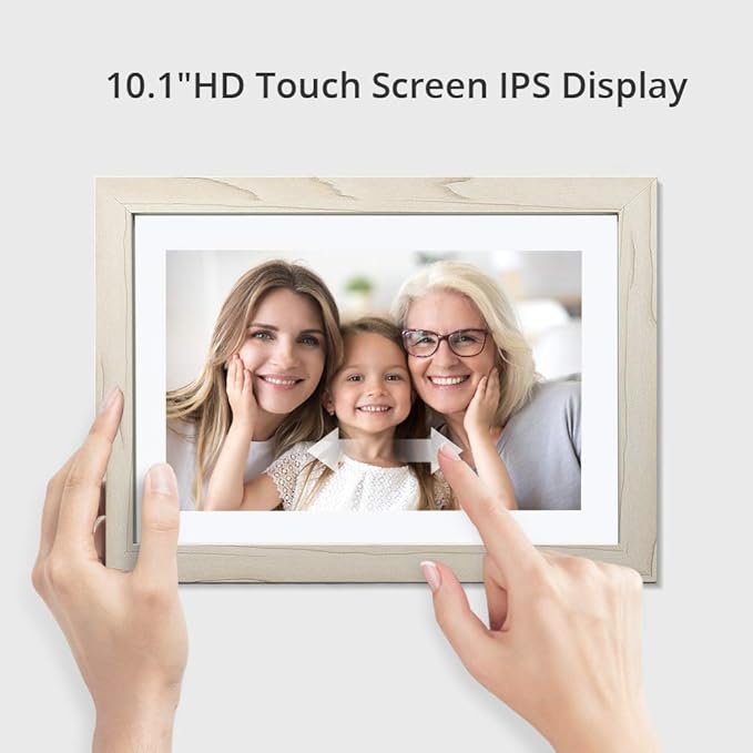 Dragon Touch Digital Picture Frame WiFi 10 inch IPS Touch Screen Digital Photo Frame Display, 32GB Storage, Auto-Rotate, Share Photos via App, Email, Cloud, Classic 10 White, XKS0001-WT-US2-CubbioJoy