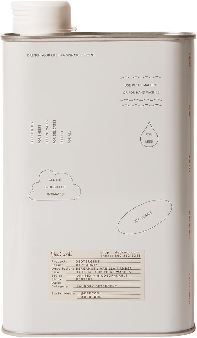 DedCool Liquid Laundry Dedtergent | 01 Taunt | Luxurious Long-Lasting Signature Scent Detergent | Effective Stain Removal | Infused with Natural Essential Oils | Non-Toxic | 60 Washes | 32 fl oz-CubbioJoy