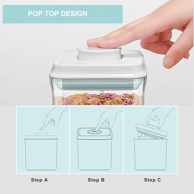 Airtight Food Storage Container - 2.1qt / 2050ml Rectangle Pop Containers With Lids, Bpa Free for Spaghetti Cereal Flour Rice Kitchen Organizer-CubbioJoy