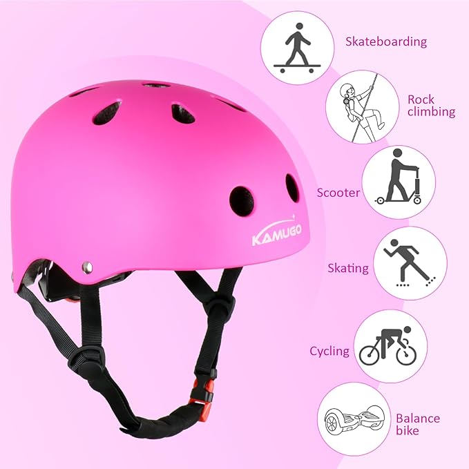 KAMUGO Kids Adjustable Helmet, with Sports Protective Gear Set Knee Elbow Wrist Pads for Toddler Age 2-8 Boys Girls, Bike Skateboard Hoverboard Scooter Rollerblading Helmet Set-CubbioJoy