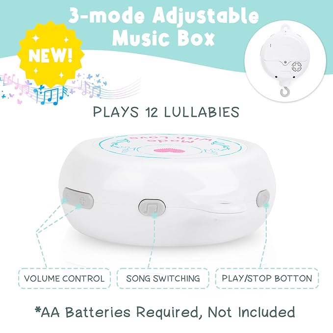 Animals Crib Mobile for Boys & Girls - Safari Baby Mobile for Crib with Upgraded 3-Mode Music Box, Nursery Mobiles, Fits Standard Cribs-CubbioJoy