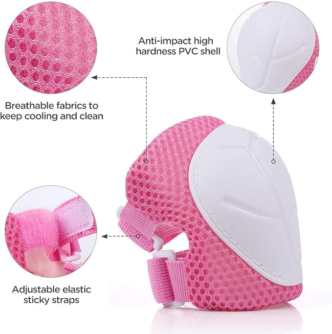 DaCool Kids Bike Helmet Set Skateboard Knee Pads - Kids Helmet Elbow Pads Wrist Guards Adjustable for 3~10yrs Girl Boy Kids Protective Gear Set for Sport Cycling Bike Roller Skating Scooter-CubbioJoy