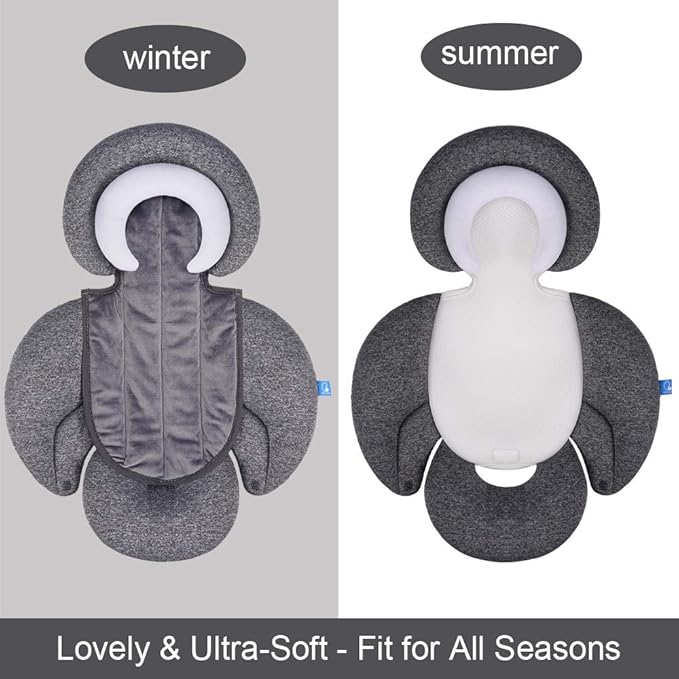 COOLBEBE New 2-in-1 Babybody Cushion for Baby Newborn Infants - Extra Soft Stroller Cushion Pads Car Seat Insert, Perfect for Carseats, Strollers, Swings, Grey-CubbioJoy