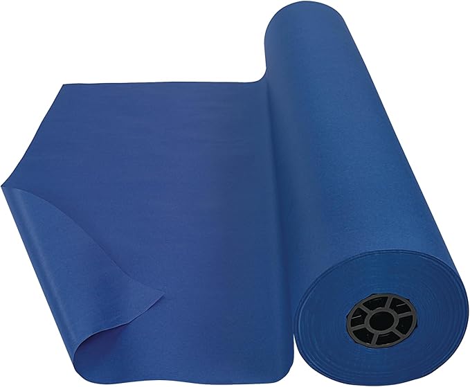 Colorations Arts and Crafts Paper Roll - 36" x 1000', Dark Blue , Dual Surface, Markers, Finger Paints, Painting, Watercolors, Acrylic Paints, Wall Art, Bulletin Board Paper, Kids Crafts-CubbioJoy