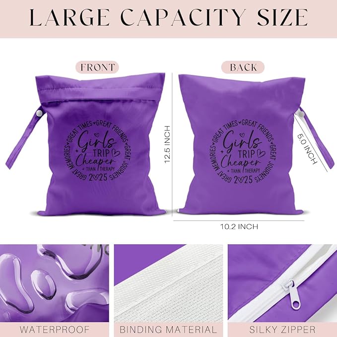 Girls Trip Gifts Wet Dry Bag, Beach Bag Wet Bag Favors, for Swimsuit Toiletry Travel Essentials For Women Aloha Bags, Beach Travel Gym Laundry bags for Dirty Diaper Swimsuit Gifts (Purple)-CubbioJoy