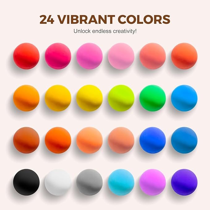Air Dry Clay for Kids, 24 Colors Modeling Clay Kit with Storage Box & Sculpting Tools, Magic Molding Clay for Boys & Girls Crafts Gift, Age 6-12 Year Olds-CubbioJoy