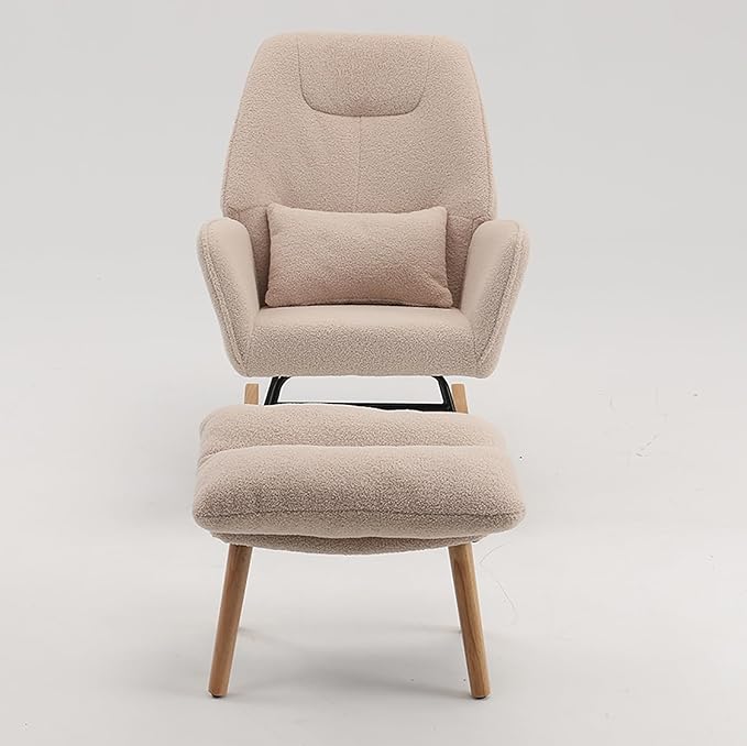 Boucle Accent Chair, Teddy Fabric Home Office Desk Chair No Wheels, Sherpa Furry Modern Dinging Chair, Living Room Bedroom Arm Chair, Girls Vanity Chair, Golden Finished, Light Camel-CubbioJoy