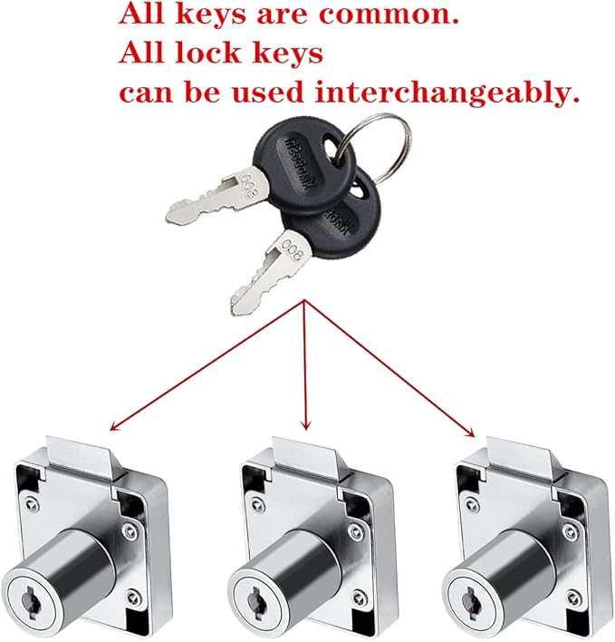Automatic Lock Tongue Cabinet Drawer Lock 【Keyed Alike】& Forstner Drill Bit Furniture Locker Lock Showcase Lock Drilling Diameter 3/4"/19mm for (3/5"-/15mm -7/8"-/22mm) Door Panel-CubbioJoy