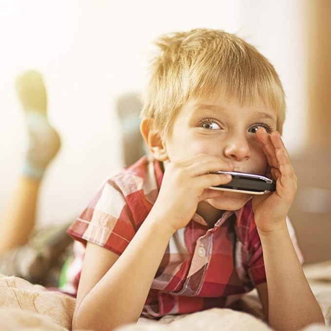 4PCS Key of C 10 Hole 10 Tones Titanium Color Harmonica with Case for Beginner Students Kids（Gold, Purple, Green, Blue）-CubbioJoy