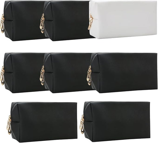 Bridesmaid Proposal Gifts Letter Cosmetic makeup bag bulk for Wedding Party Favors Bachelorette party decorations Toiletry Organizer Bag Makeup Case Gift (8, White&Black)-CubbioJoy