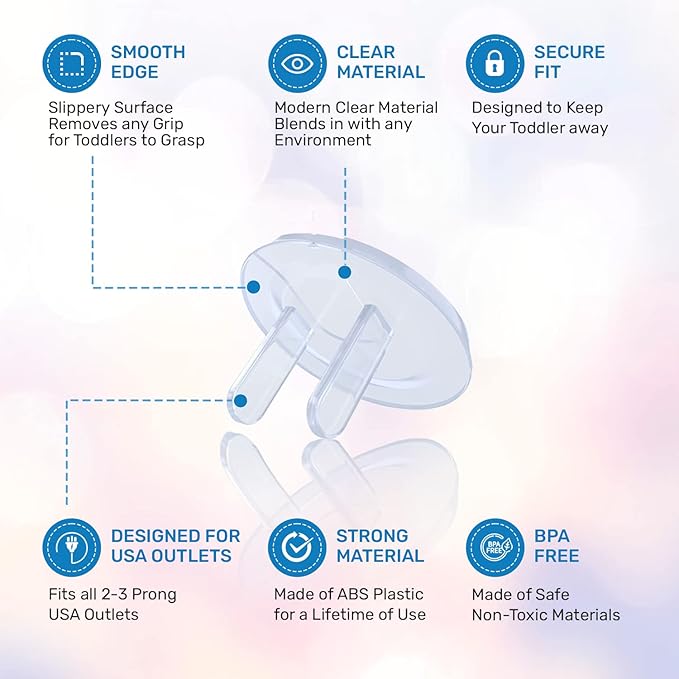 24 Pack Outlet Covers & Removal Tool Baby Proofing, Provide Shock Prevention and Easy Installation, Safe and Secure Plastic Plug Covers for Power Sockets (24 Outlet Covers)-CubbioJoy