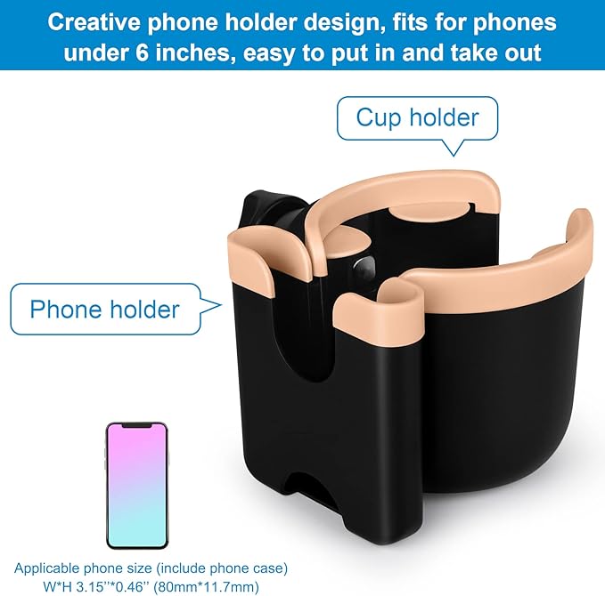 Accmor Stroller Cup Holder with Phone Holder, Bike Cup Holder, Universal Cup Holder for Uppababy Nuna Doona Strollers, 2-in-1 Cup Phone Holder for Stroller, Bike, Wheelchair, Walker, Scooter-CubbioJoy