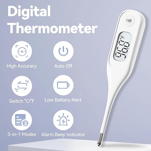 Berrcom Digital Thermometer for Adults and Kids, Medical Thermometer for Fever 10 Second Reading Armpit Thermometers with Fever Alarm-CubbioJoy