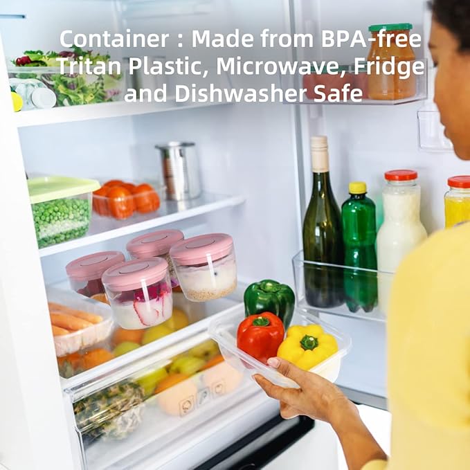 Ankou 400ml Meal Prep Container Set of 4 Pink Tritan Plastic Food Storage Containers with Lids, Airtight Leakproof Pop Top Lid Bowl for Breakfast Leftovers-CubbioJoy