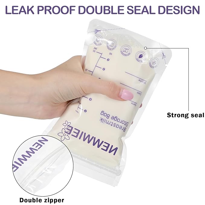 600 Count Breastmilk Storage Bags 7oz Breast Milk Bags for Breastfeeding Self Standing Breastmilk Storing No Leak Double Seal Freezer Storage for Refrigeration and Freezing(Purple)-CubbioJoy
