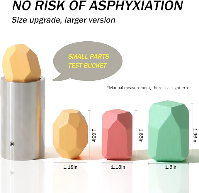 BESTAMTOY 36 PCS Wooden Sorting Stacking Rocks Stones,Sensory Toddler Toys Learning Montessori Toys, Building Blocks Game for Kids 3 4 5 6 Years Boy and Girl Birthday Gifts for Kids-CubbioJoy