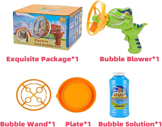 Dino Bubble Gun Bubble Machine for Dinosaur Bubble Blower Toy for Kids and Toddlers Bubble in Bubble Gun Party Favors Birthday for 3 4 5 6 7 8 9 10+Years Old Boys and Girls (Blue)-CubbioJoy