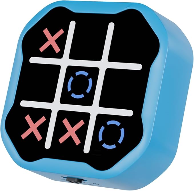 3 in 1 Electronic Tic Tac Toe Game, Handheld Digital Tic Tac Toe Bolt Game with Silent Mode, Portable Learing Toy Gift for Kids & Adults, Blue (One Pack)-CubbioJoy