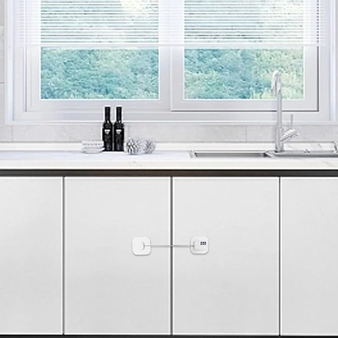 Cabinet Locks with Combination,Drawer Lock,Child Proof Refrigerator Lock,Child Safety Locks for Cabinets (White 4pcs)-CubbioJoy