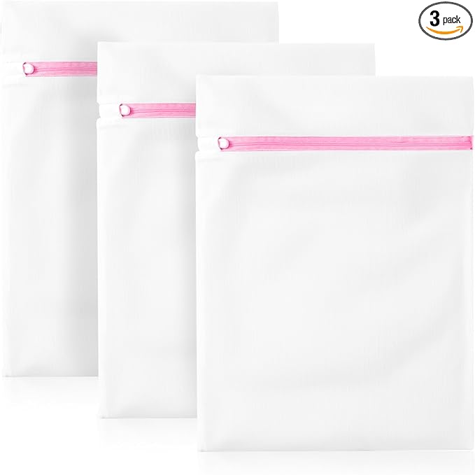 3Pcs Mesh Laundry Bags for Delicates, 16 x 12 Inch Durable Wash Bags with Zipper, Reusable Laundry Bags for Lingerie, Underwear, Socks, and Small Garments-CubbioJoy