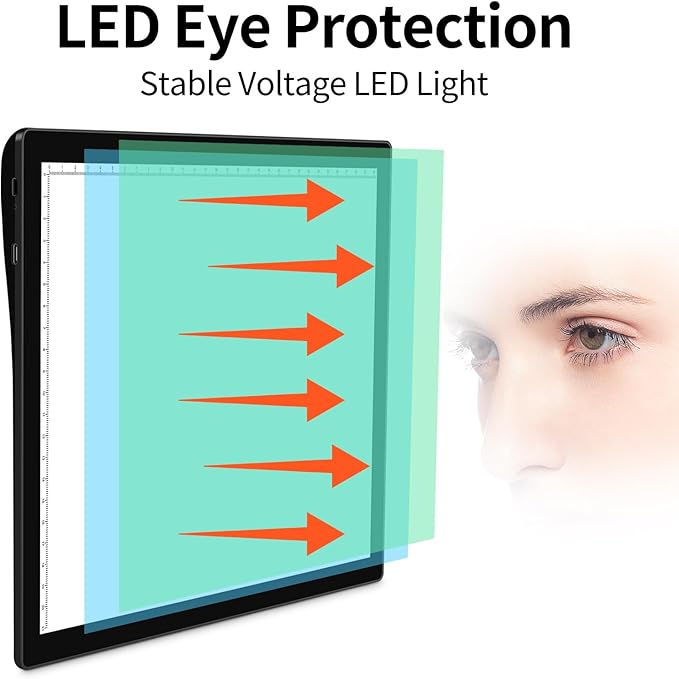 A4 Rechargeable Light Pad with Carry Bag, KOBAIBAN Wireless Magnetic Tracing Light Box, 5-Level Brightness LED Light Tablet Board, Cordless Battery Powered Light Drawing Table for DIY Diamond Painting-CubbioJoy