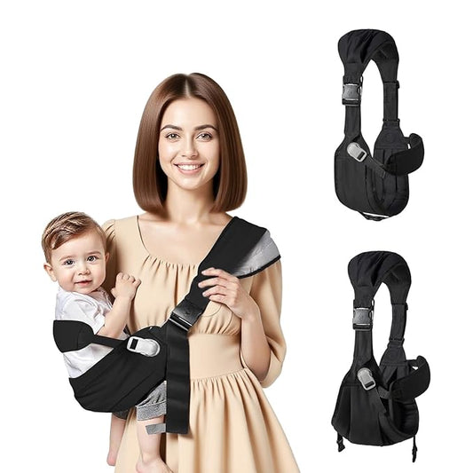 Baby Sling Carrier,Toddler Carrier, 2025 New Baby Sling with Waist Harness,Portable and Lightweight Sling,Non-Slip Hip Seat Carrying 25-60lbs(Black)-CubbioJoy