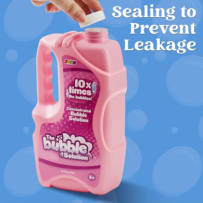 JOYIN 32 oz Bubble Solution Refills (Close to 1L/ 2.5 Gallon), Concentrated Solution for Bubble Machine, Wands, Blower, Easter (Pink)-CubbioJoy