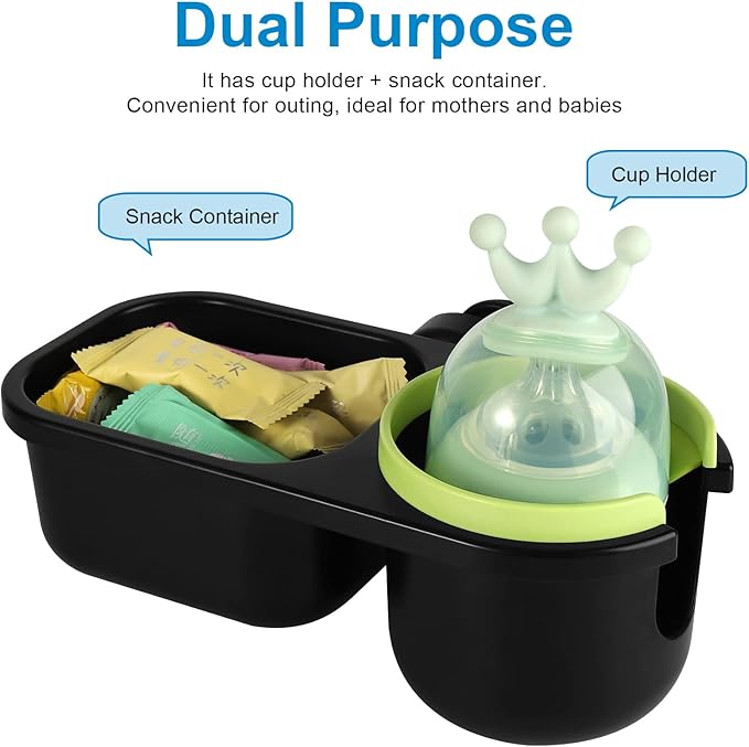 Accmor Stroller Cup Holder with Tray, Universal Cup Holder, Bike Bottle Holder, 361° Rotatable Large Caliber Drinks Holder for Stroller, Bike, Wheelchair, Walker-CubbioJoy