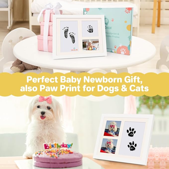 BEBOAN Inkless Hand and Footprint Kit, Baby Footprint Kit, Baby Keepsake Frames and Letter DIY Sticker, Personalized Baby Gifts, Dog Paw Print Kit, Pet Paw Print Impression Kit-CubbioJoy