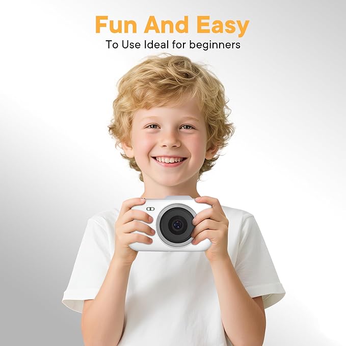 Digital Camera 4K 64MP - Vlogging Camera for Kids & Beginners | 18X Zoom Point and Shoot Camera Anti Shake, Compact with Flash, Gift for Boys Girls(White+Silver)-CubbioJoy