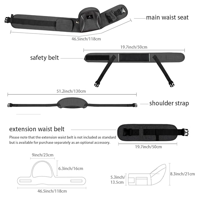 Baby Hip Seat Carrier Baby Waist Stool for Child Infant Toddler with Adjustable Strap Buckle Pocket Soft Inner Huge Storage (Navy Blue)-CubbioJoy