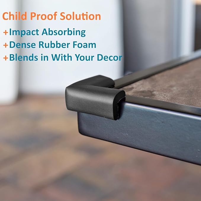 8-Pack Corner Protector Baby To Baby Proof Corners And Edges; Table Corner Covers Baby Safety, Soft Rubber Foam Cushion Corner Guards, Child Proofing Pads, Table Corner Protectors For Furniture, Black-CubbioJoy