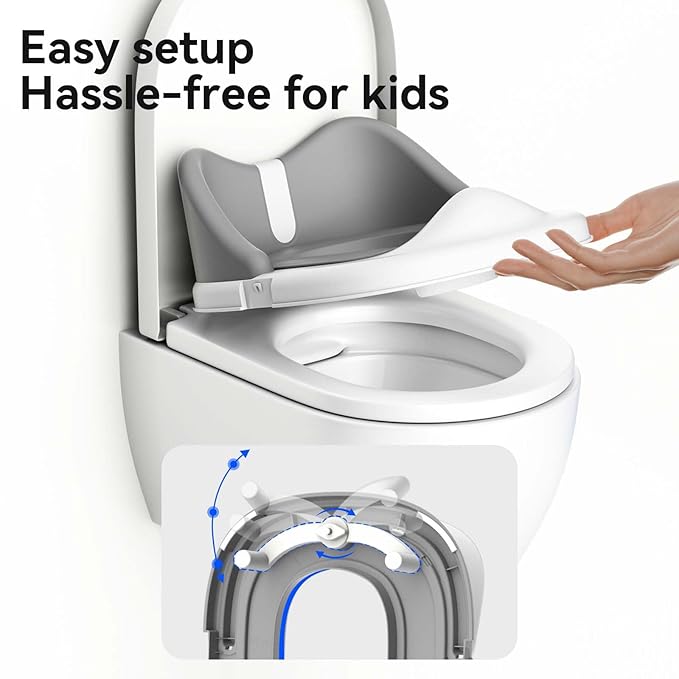 3 in 1 Toddler Potty Training Toilet Seat with Steps Ladder, Foldable Potty Train Chair Adapter for Toddlers Kids Boys Girls, Blue-CubbioJoy