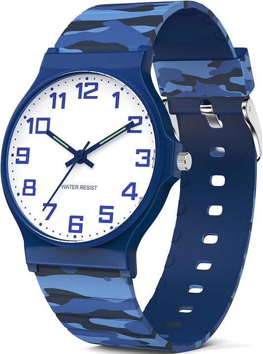Kids Analog Watch Boys Girls, 30M Waterproof, Sports Watch for Boys, Easy to Read Children's Thin Dial Wrist Watches with Soft Band, for Ages 5-15 Kids Great Birthday Gifts Christmas Day-CubbioJoy