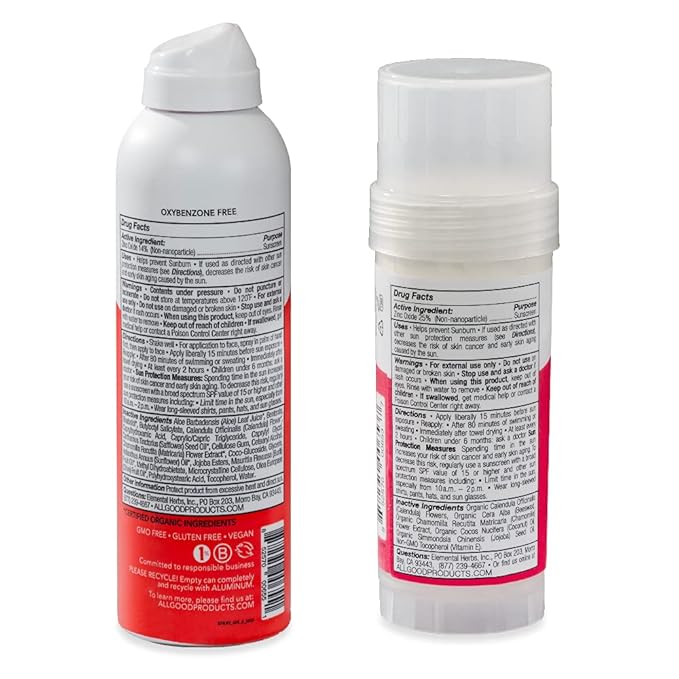 All Good Baby & Kids Mineral Face & Body Sunscreen - UVA/UVB Broad Spectrum, Coral Reef Friendly, Water Resistant, Zinc Oxide - (2) SPF 50 Butter Sticks & (2) SPF 30 Sprays-CubbioJoy