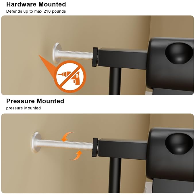 30" Tall Extra Wide Baby Gate for Doorways Stairs Large Long Dog Gates Pressure Mounted Indoor Safety Gates Walk Through Toddler Child Gates for Kids or Pets (Black, 76.38-86.3"/194-219cm)-CubbioJoy