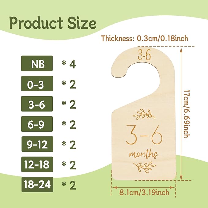 16Pcs Baby Closet Dividers Cute Baby Clothes Organizer Double Face Baby Closet Organizer for Clothes Organizer Wooden Baby Closet Dividers for Infant to Toddler-CubbioJoy