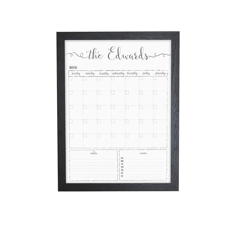 Customized Dry Erase Whiteboard Framed Calendar, Wet Erase or Dry Erase calendar for wall, 18x24 or 24x36 Wall Calendar, Monthly Calendar, Family Name Calendar-CubbioJoy